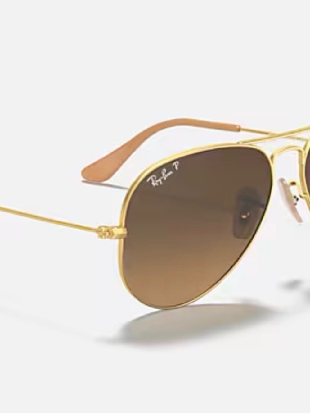 Ray-Ban Matte Gold Frame Aviator Sunglasses w/ Brown Gradient Lenses New In Box